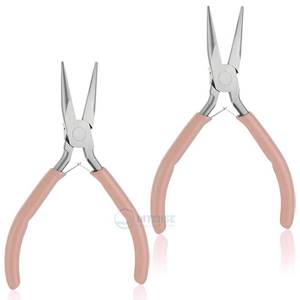 2 Pcs Stainless Steel Needle Nose Pliers 4.5 Inch Jewelry Making Tool <b>Thin</b> Nose Comfort Grip Small Size for <b>Wire</b> Bending Craft - Product Image 1