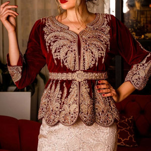 Karakou algérien traditionnel pour femme, veste en velours, broderie dorée, robe de mariée, confection sur mesure, fournisseur en gros - Product Image 5