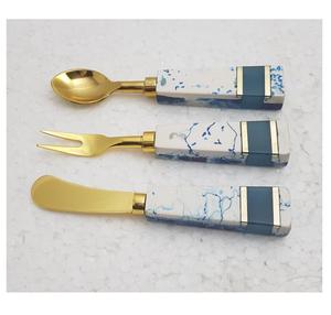 Juego de Cubiertos Colgantes Creativos de Alta Calidad, Cubiertos de Resina y Acero Inoxidable Dorado para Fiestas, Cuchara y Cuchillo Desechables - Product Image 6