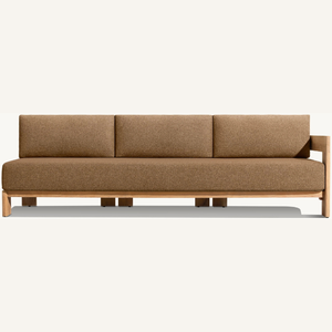 Canapé en bois de teck pour trois personnes, style moderne avec mousse souple et accoudoirs robustes et confortables - Product Image 1