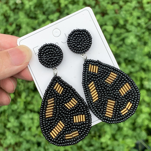 Boucles d'oreilles pendantes classiques et simples pour femmes, motif léopard perlé, style goutte d'eau, par MD HANDICRAFTS - Product Image 3