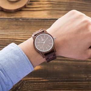 Montre à quartz en bois vintage personnalisée FAIZA CRAFT, OEM, bracelet en cuir pour homme, boîtier en bambou naturel fait main, design Art Déco, affichage de l'heure - Product Image 5