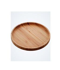 Premium handmade mango wood round serving tray with natural finish durable <b>kitchen</b> dining <b>decor</b> platter elegant rustic style - Product Image 1