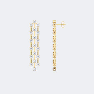 2.50CTW, Redondos, con engaste de puntas, Pendientes largos lineales tipo gota / Pendientes lineales - Product Image 4