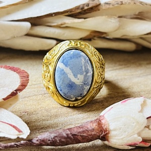 Trendy Best Design <b>Lapis</b> <b>Lazuli</b> <b>Rings</b> Boho Brass <b>Ring</b> Women 18k Gold Plated Filigree Swirl Cocktail Jewelry Wholesale/OEM/ODM - Product Image 5