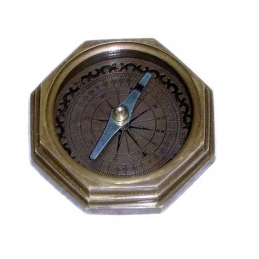 Kompas Logam Kuningan dan Dasar Kayu Termasuk dengan Kompas Magnetik Berpelitur Halus MARCO POLO Kompas Kuningan Padat Kualitas Bagus