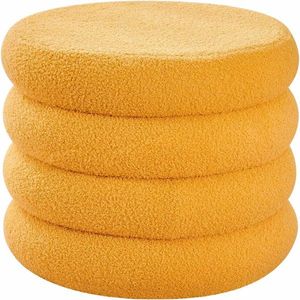 Modern Round Sherpa Footstool Teddy Vanity <b>Stool</b> with Flip Top Tray Upholstered Makeup Chair for Home Decor <b>Storage</b> Ottoman - Product Image 1