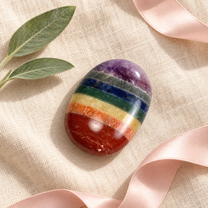 SoulWise Rainbow 7 Chakra Pierre de Reiki ovale en cristal poli faite à la main pour la décoration de la maison Feng Shui, cadeau - Product Image 6