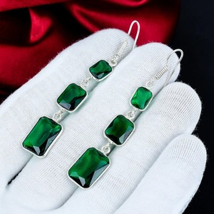 Pendientes de turmalina verde, plata de ley 925, hechos a mano, ajustables, con gemas antiguas, regalo de joyería para mujer - Product Image 2