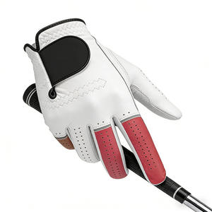 White Leather Golf Glove Full Finger Sheepskin Golf Grip Glove Breathable Non Slip Hook Loop for Outdoor Sports - Product Image 1