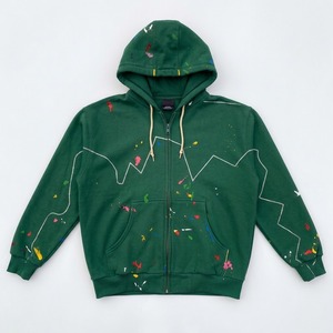 Custom OEM Paint Splatter Zip Up Hoodie Heavy Cotton <b>Fleece</b> Drop Shoulder Loose Fit Streetwear Unisex <b>Sweatshirts</b> - Product Image 4