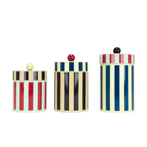 Hot Selling Colorful Striped Storage Canister Set Decorative Round Box Organizer Kitchen Storage <b>Jar</b> Stylish Home Decor Gift - Product Image 1