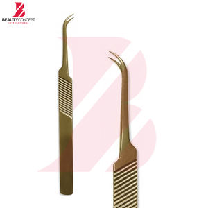 Herramientas de Belleza de Acero Inoxidable Duraderas con MOQ Bajo, Juego de Pinzas para Extensión de Pestañas de Alta Precisión y Calidad, Chapadas en Oro - Product Image 6