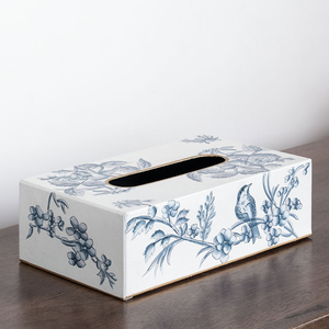 Minimal Floral Enamel Printed Wooden <b>Tissue</b> Box Holder For Home Office Car Use &Gift Napkin Box Dispenser For Tabletop Accessory - Product Image 1