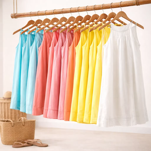 Women's Sleeveless Solid Natural Woven Summer <b>Dress</b> Lightweight Casual <b>Lounge</b> Wear Wholesale - Product Image 3