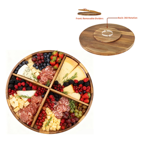 Plateau de service rotatif en bois d'acacia extra large pour charcuterie, plateau tournant organisateur pour fêtes, vente en gros, du Vietnam - Product Image 2