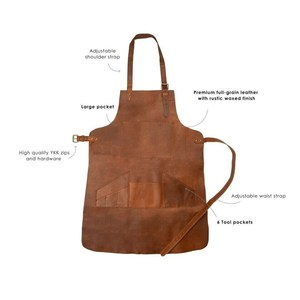 Handmade Leather <b>Apron</b> for Men Women <b>BBQ</b> Cooking Kitchen Workwear Custom Logo Factory Direct Wholesale Price LPN-0253 - Product Image 3