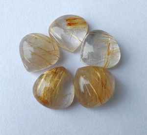 พลอยรูไทล์สีทองธรรมชาติทรงหัวใจ คุณภาพสำหรับทำเครื่องประดับ พลอยหลวมสำหรับบำบัดรักษา - Product Image 3
