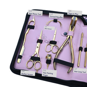 Kit de Herramientas para Extensiones de Cabello de Salón: Alicates para Cinta Adhesiva, Cortador de Queratina, Agujas Curvas de Costura, Peine de Cola, Tijeras de Barbero, Gancho para Remover Cintas - Product Image 3