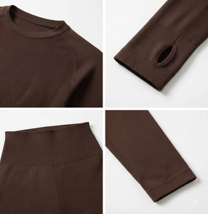 Wholesale Women's <b>Thermal</b> <b>Underwear</b> Crew Neck Elastic Waist 2-Piece Slim Fit Seamed Comfortable Quick Dry Base Layer Clothing - Product Image 6