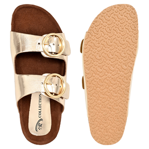 Sandalias de Plataforma de Cuero Genuino Dorado con Cierre de Hebilla, Punta Abierta, Suela de EVA, Ligeras, a la Moda, para Todas las Temporadas - Product Image 4