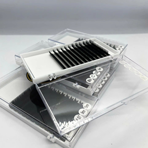 กล่องใส่ขนตาปลอมแบบกำหนดเองพร้อมโลโก้ ถาดขนตาแคชเมียร์ ขนตาปลอมเกาหลี PBT สีดำด้าน ต่อขนตาแบบวอลลุ่ม แบรนด์ส่วนตัว - Product Image 1