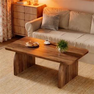 Sturdy Base <b>Low</b> Cocktail Coffee <b>Table</b> with Thick Top Central Dining <b>Table</b> - Product Image 2