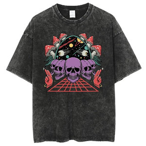 T-shirt vintage à motif tête de mort et fantôme, délavé à l'acide, pour homme, style Y2K rétro, unisexe, 100% coton, streetwear essentiel, doux, confortable, décontracté - Product Image 6