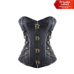 Conjunto de Corsé Verde Bosque Oscuro para Mujer, Estilo Medieval Renacentista, Forro de Satén Premium, Corsé Entallador de Cintura con Brocado - Product Image 1