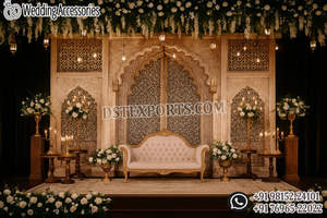 Escenario de Boda Estilo Ventana Americana, Estructuras de Fondo de Boda Blancas Lujosas, Configuración de Escenario de Boda Asiática Más Vendida, Venta en el Reino Unido - Product Image 5