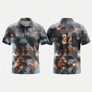 Camiseta Polo Personalizada con Patrón Geométrico para Hombre, Manga Corta, Gris Cobre, Impresión Digital, Transpirable, Informal, Deportiva, Uniforme de Equipo - Product Image 1