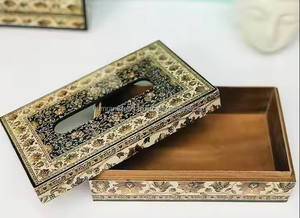 Boîte à mouchoirs en incrustation d'os exquise porte-mouchoirs décoratif fabriqué à la main conception d'incrustation d'os élégant porte-mouchoirs exquis - Product Image 3