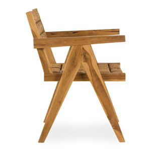 Modern Eco-Friendly <b>Dining</b> <b>Chair</b> Customized Color Made Solid Teak Wood Woven Rattan <b>Natural</b> Finish Adjustable Height for Indoor - Product Image 3