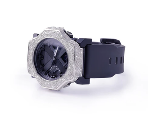 Reloj de Lujo de Acero Inoxidable con Diseño Poligonal, Esfera Negra, Cristal de Zafiro, Movimiento de Cuarzo Luminoso, Correa de Silicona Unisex - Product Image 2