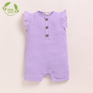 Lavender Haze Organic Muslin Half Romper Ropa de bebé de calidad premium - Product Image 1