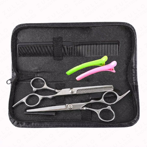 High Quality Stainless Steel Hair Cutting Scissors <b>Set</b> 2PCS <b>Barber</b> Shears with Protective Leather Case - Product Image 4