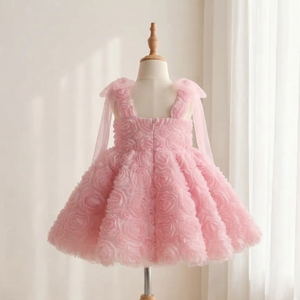Robe de Princesse Tutupetti de Luxe Premium Rose pour Filles, Faite à la Main, Robe de Bal 3D Rose en Tulle et Satin Respirant, Boutique Florale - Product Image 2