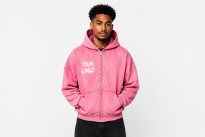 Custom Acid Wash Cotton Zip Up Hoodie Men Oversized Vintage Washed Streetwear <b>Jacket</b> Zip Up Sweatshirt For Men 2026 - Product Image 3