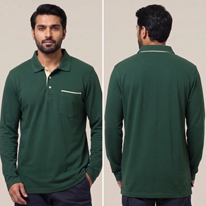 Polo à manches longues bleu marine avec logo personnalisé, respirant, en coton, uniforme de travail pour hommes, poche poitrine, vente en gros Australie - Product Image 5