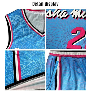 Tenues de basketball personnalisées tie-dye, maillot et short sublimés, vêtements de sport respirants et anti-transpiration, unisexe adulte - Product Image 6