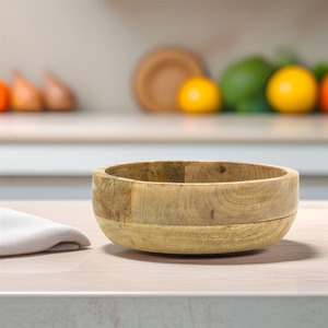 Increíble Tazón de Madera Hecho a Mano con Diseño Personalizado para Servir y Almacenar Ensaladas, Procedente de la India, con el Mejor Descuento para Exhibición en Bodas - Product Image 1