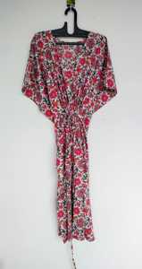 Vestido Kaftán de Algodón Orgánico con Estampado Floral Vintage, Sensación de Lujo, Estampado a Mano, Estilo Holgado, Largo hasta la Rodilla, Corte en A, Ideal para el Verano - Product Image 2