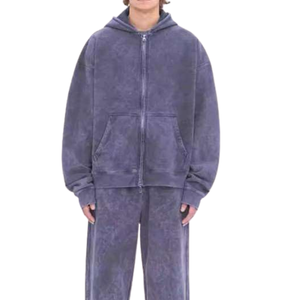 Ensemble de survêtement homme personnalisé avec logo, grande taille, épais, pour l'été – Sweat à capuche zippé et pantalon de jogging 2 pièces pour le sport et les loisirs - Product Image 3