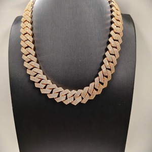 Factory Cheaper Moissanite Cuban <b>Chain</b> 925 Silver Gold Plated Hip Hop <b>Iced</b> <b>Out</b> Cuban Link <b>Chain</b> Fine Jewelry - Product Image 3