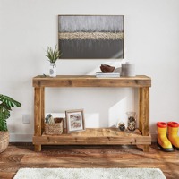 Console Moderne Miroir Combinée avec Structure Métallique, Présentoir Durable à 2 Niveaux avec Étagère Inférieure pour Salon et Entrée