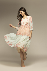 Sustainable Design Multicolor Floral Printed Flared <b>Dress</b> Comfortable Loose Fit Wear Casual Women <b>Dresses</b> at Wholesale Supply - Product Image 2