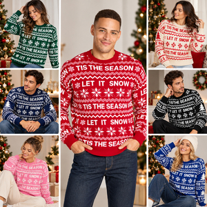 Pull de Noël moche unisexe OEM, tricoté jacquard personnalisé motif renne et flocon de neige, 100 % acrylique, pour toute la famille - Product Image 6