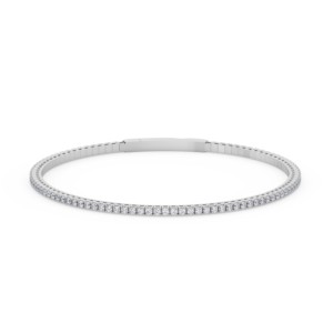 Brazalete de tenis flexible de oro amarillo de 14 quilates con diamante de laboratorio redondo Brittany (1 quilate) Tw. Pulseras y Brazaletes de Diamantes de Eternidad Completa - Product Image 3