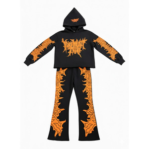 ชุดสเวตสูททรงบ็อกซี่พิมพ์ลายหรูหรา ดีไซน์เนอร์แฟชั่นแนวสตรีท สวมใส่สบาย ทรงหลวม น้ำหนักมาก เสื้อพูลโอเวอร์ทรงบ็อกซี่ ไหล่ตก - Product Image 1