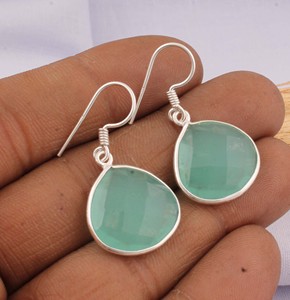925 <b>Sterling</b> <b>Silver</b> Lapis Lazuli Engagement Drop Earrings Faceted Teardrop Gemstone French <b>Wire</b> Vintage Earrings for Women - Product Image 2